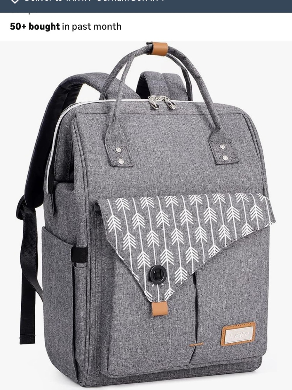 Leke baby Diaper Stroller bag Back Pack Gray Chevron